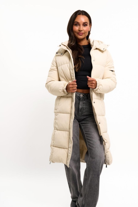 Malelions beige dames jas | Model vooraanzicht