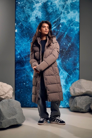 Malelions SIGNATURE LONG PUFFER JACK MD2 AW25 01 872 DARK TAUPE