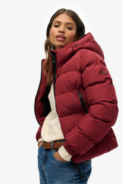 Superdry rode dames jas | Model zijaanzicht