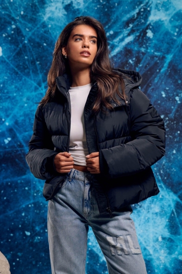 Malelions women signature puffer jacket Zwart