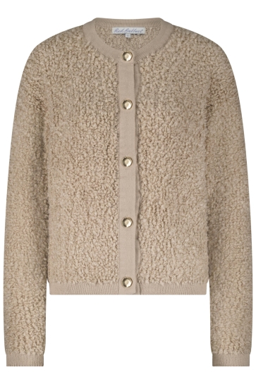 Red Button Vest JACKET KNIT BOUCLE SRB4702 LATTE