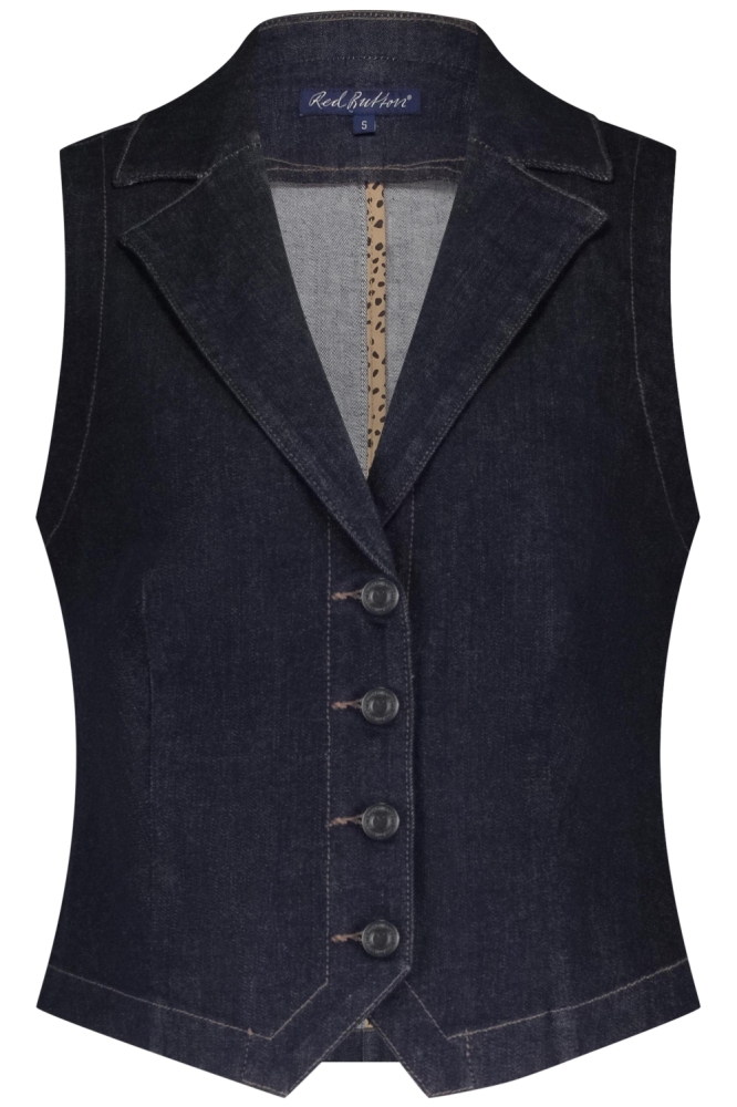 Red Button blauwe dames gilet | Vooraanzicht