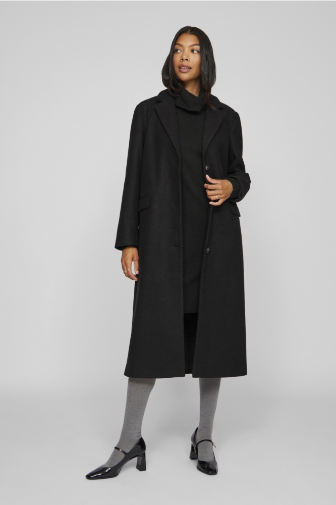 Vila zwarte dames jas | Model vooraanzicht