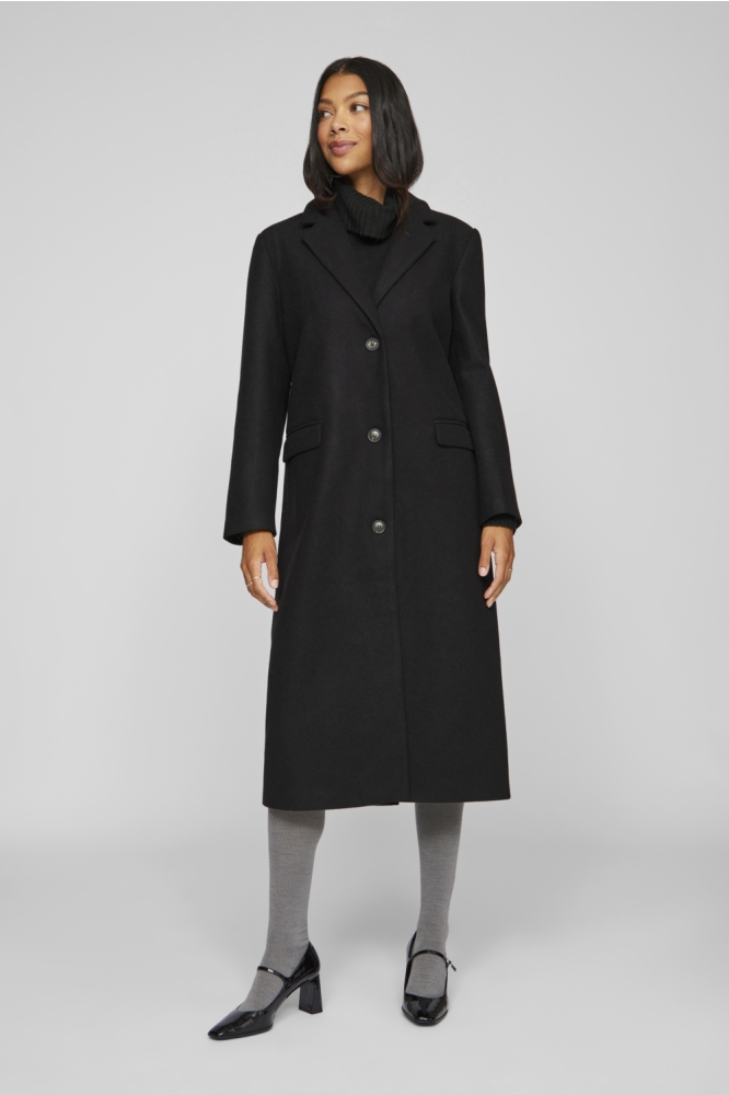 Vila zwarte dames jas | Model vooraanzicht