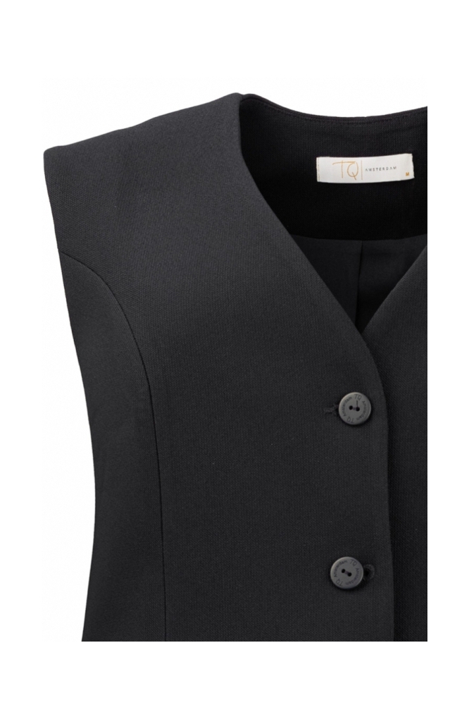 TQ Amsterdam zwarte dames gilet | Close up