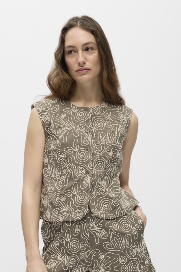 Object Gilet OBJKERRY S/L RE VEST 144 23048655 MOREL/SANDSHELL EMBROIDERY