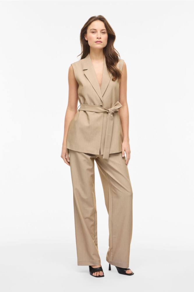 Vila beige dames gilet | Model vooraanzicht