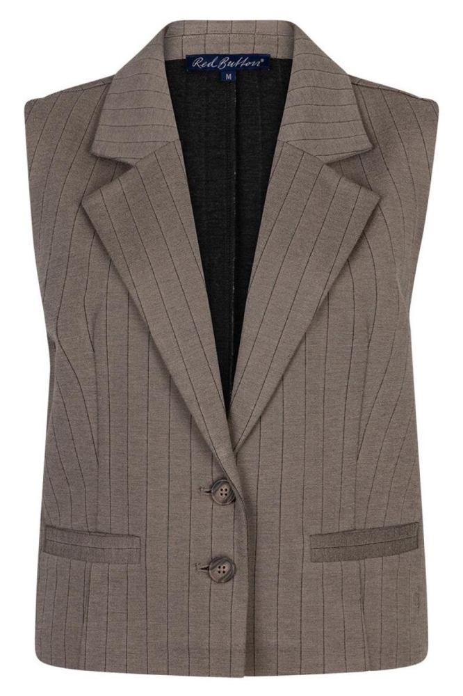 Red Button taupe dames gilet | Vooraanzicht