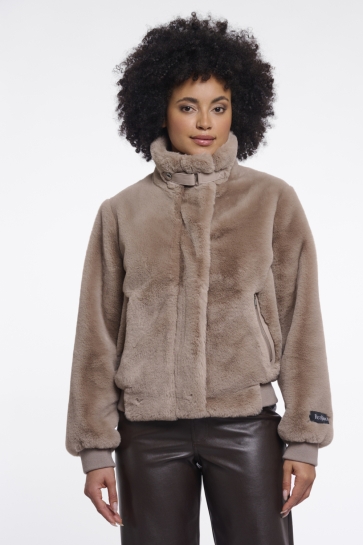 Rino & Pelle Jas SHORT FAUX FUR JACKET AMBRA 7002611 Mocha Latte