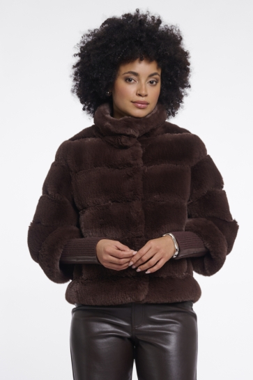 Rino & Pelle jacket with rib cuffs Bruin