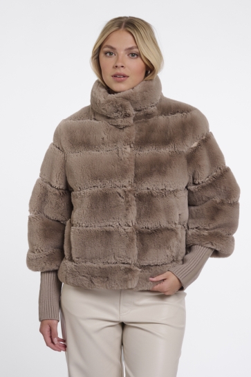 Rino & Pelle Jas JACKET WITH RIB CUFFS FELINE 7002611 Mocha Latte