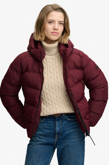 Superdry hooded sports puffer jacket Bordeaux