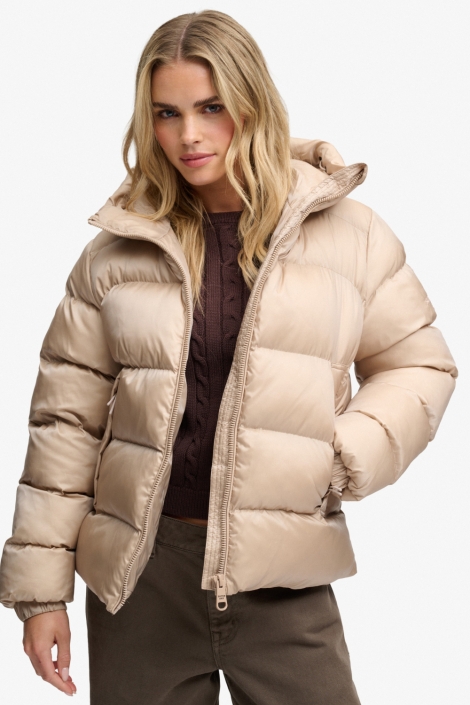 Superdry beige dames jas | Model vooraanzicht