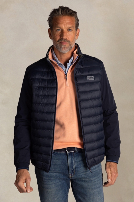 NZA blauwe heren jas | Model vooraanzicht