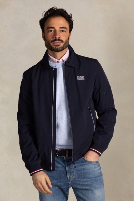 NZA blauwe heren jas | Model vooraanzicht