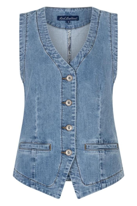 Red Button blauwe dames gilet | Vooraanzicht