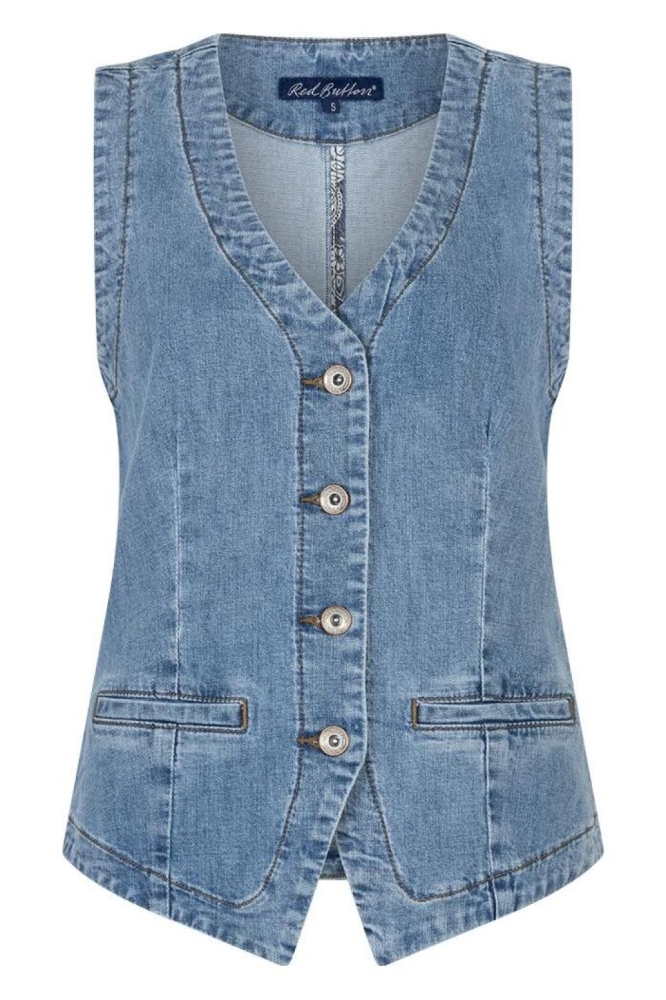 Red Button blauwe dames gilet | Vooraanzicht