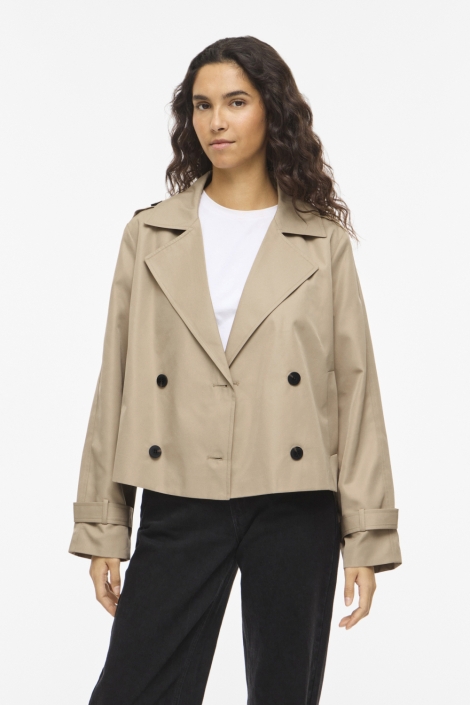 Vila camel dames jas | Model vooraanzicht