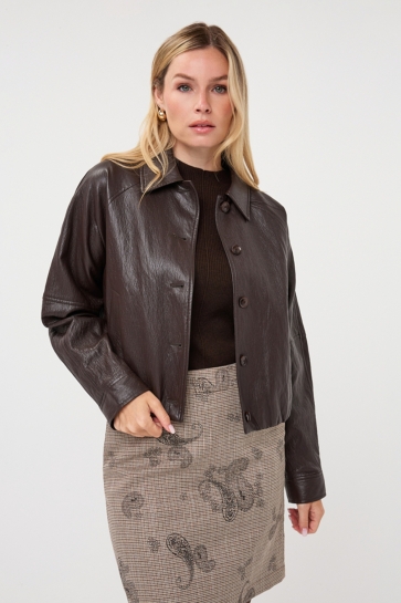 EsQualo Jas JACKET BALLOON PU CRINKLE F26 11503 775 CACAO