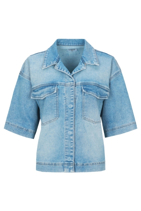 Fluresk blauwe dames jas | Vooraanzicht