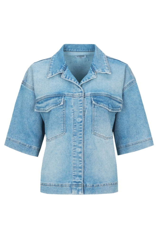 Fluresk blauwe dames jas | Vooraanzicht