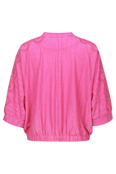 Fluresk roze dames jas | Achteraanzicht