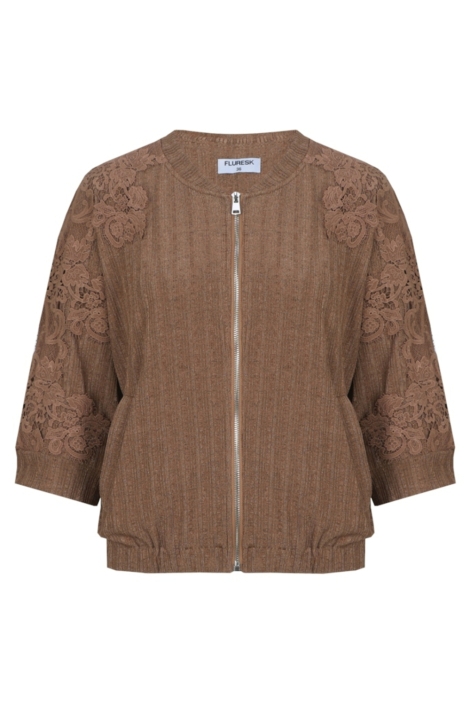 Fluresk bruine dames jas | Vooraanzicht