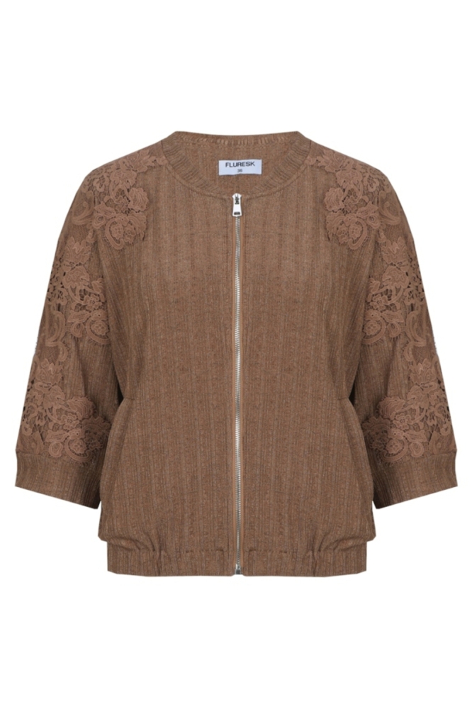 Fluresk bruine dames jas | Vooraanzicht