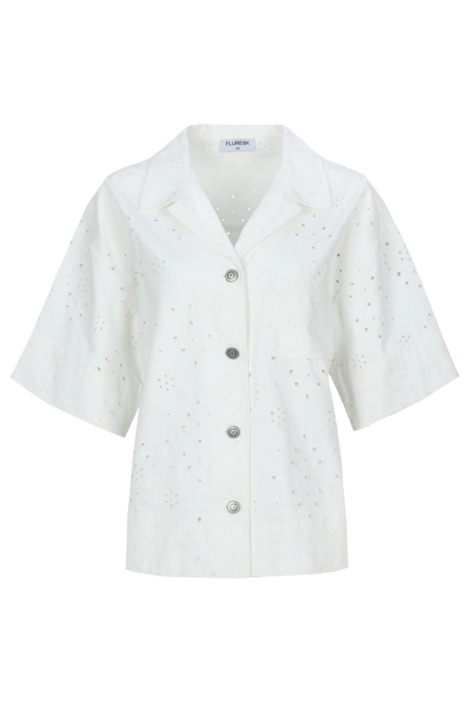 Fluresk witte dames blouse | Vooraanzicht