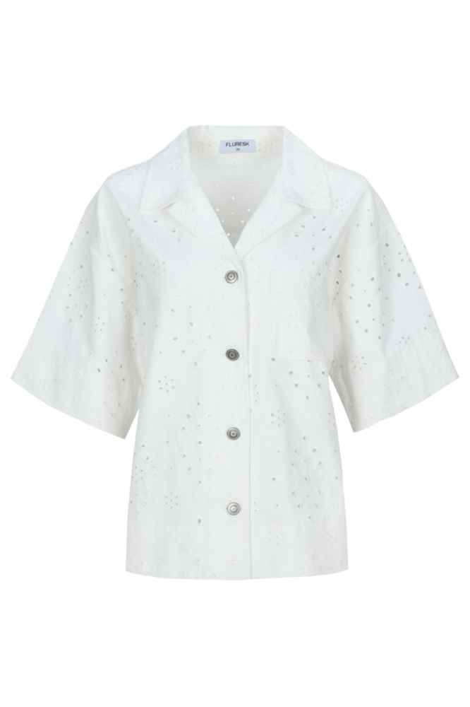 Fluresk witte dames blouse | Vooraanzicht