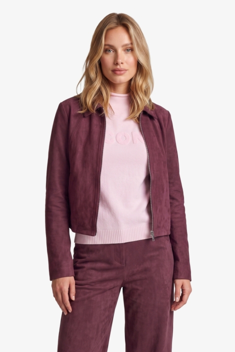 Fluresk bordeaux dames jas | Model vooraanzicht