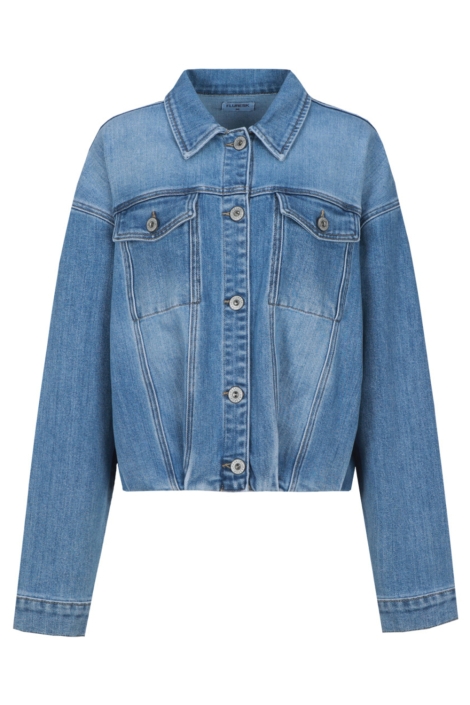 Fluresk blauwe dames jas | Vooraanzicht