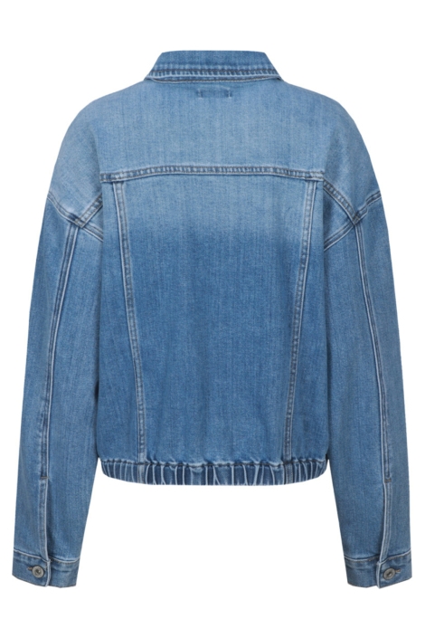 Fluresk blauwe dames jas | Achteraanzicht