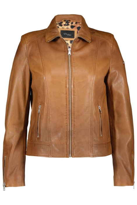 Donders cognac dames leren jas | Vooraanzicht