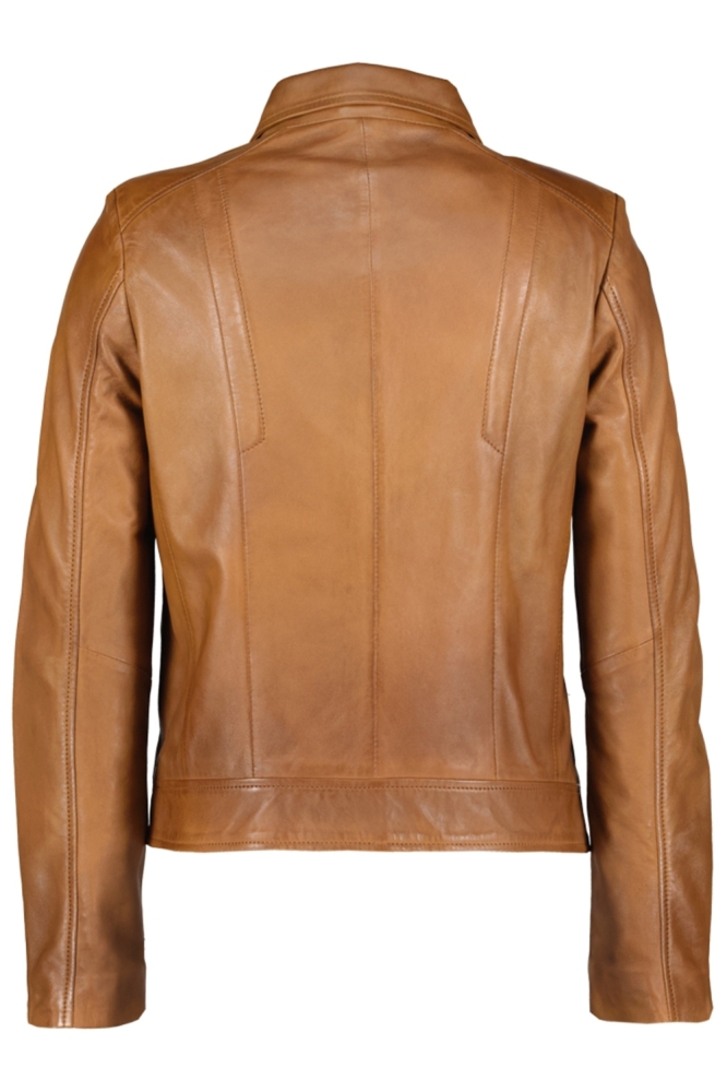Donders cognac dames leren jas | Achteraanzicht
