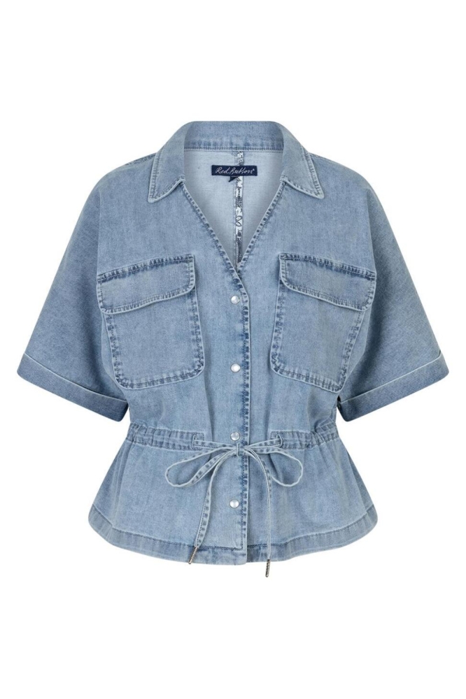 Red Button blauwe dames blouse | Vooraanzicht