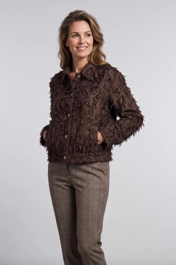 Red Button bomber fringes Bruin