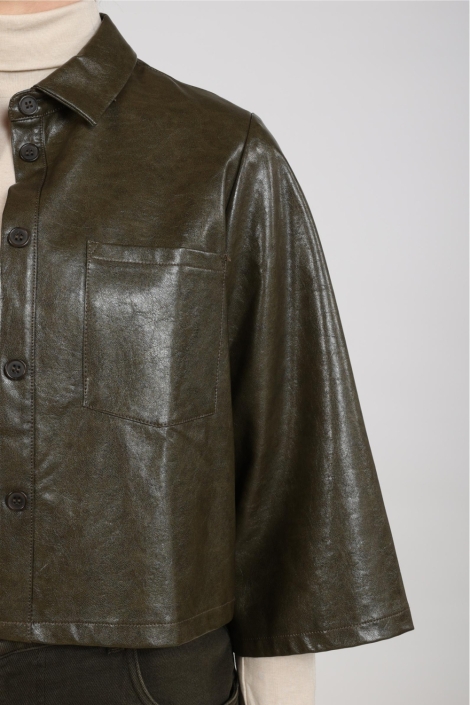 Nukus groene dames jas | Close up