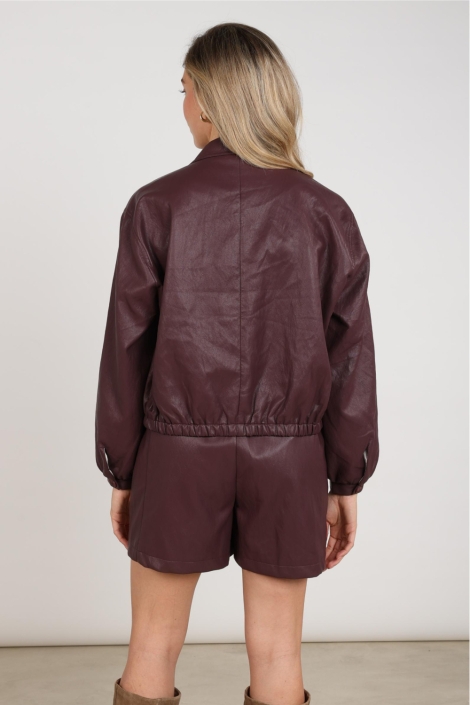 Nukus bordeaux dames jas | Model achteraanzicht