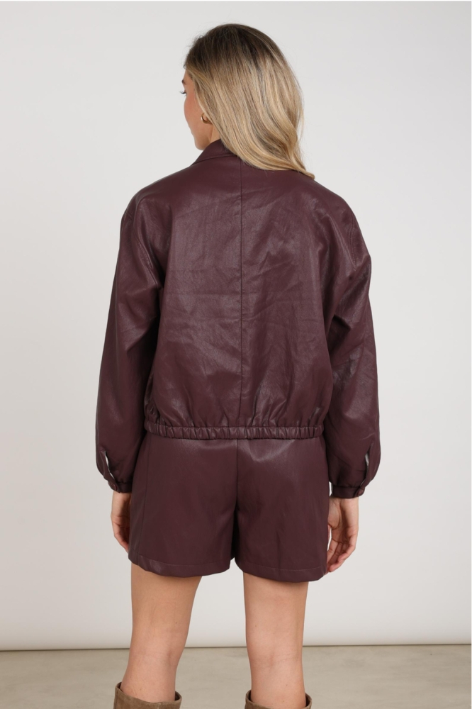Nukus bordeaux dames jas | Model achteraanzicht