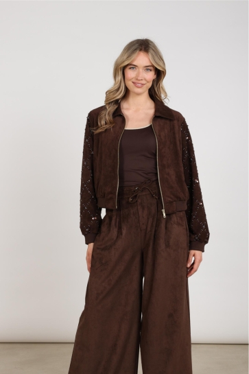 Nukus Jas DAISY BOMBER SUEDE NKF13145 334 chocolate