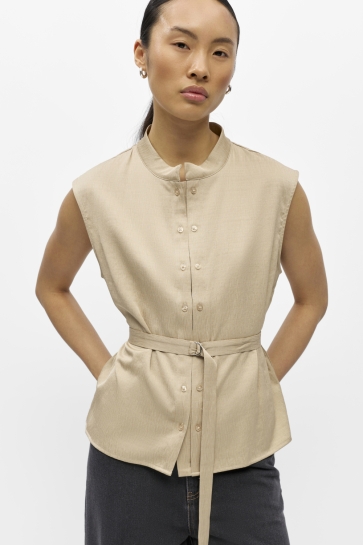 Object Vest OBJHELIN S/L WAISTCOAT E SS FAIR 26 23050060 Humus