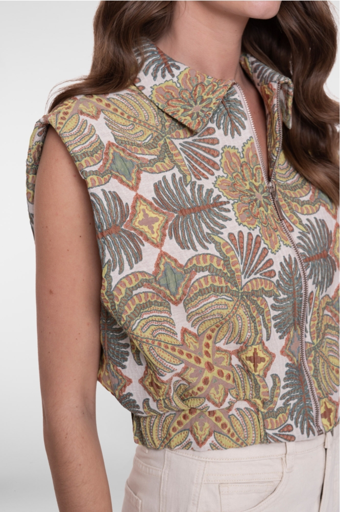 Geisha beige dames gilet | Close up