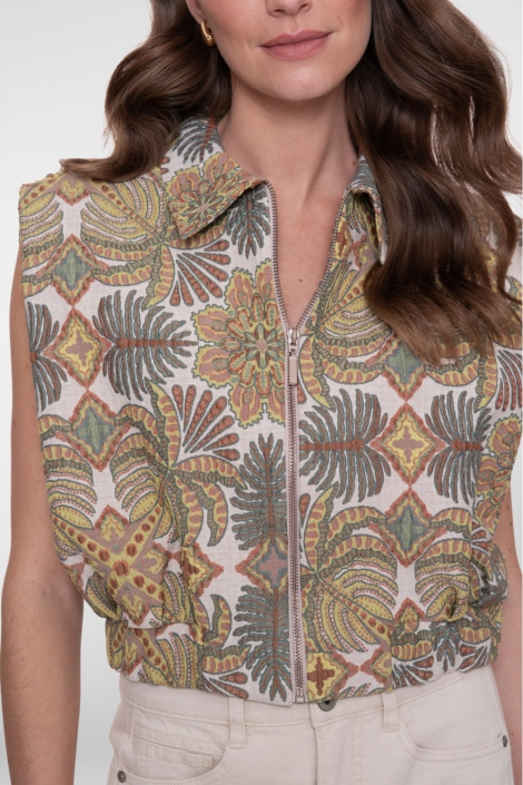 Geisha beige dames gilet | Kleurstaal