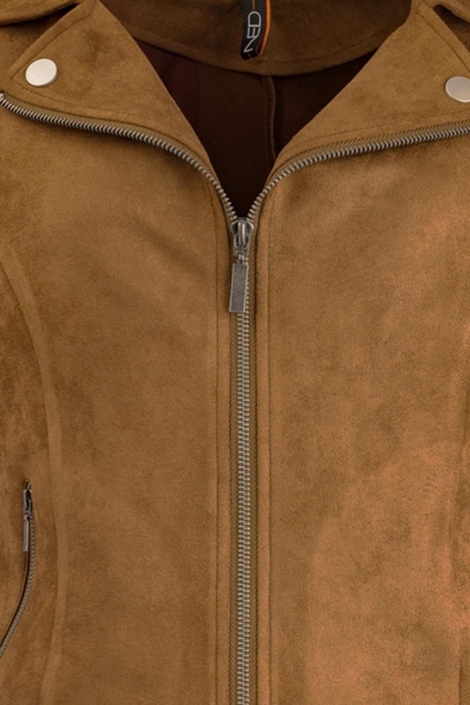 NED camel dames jas | Close up