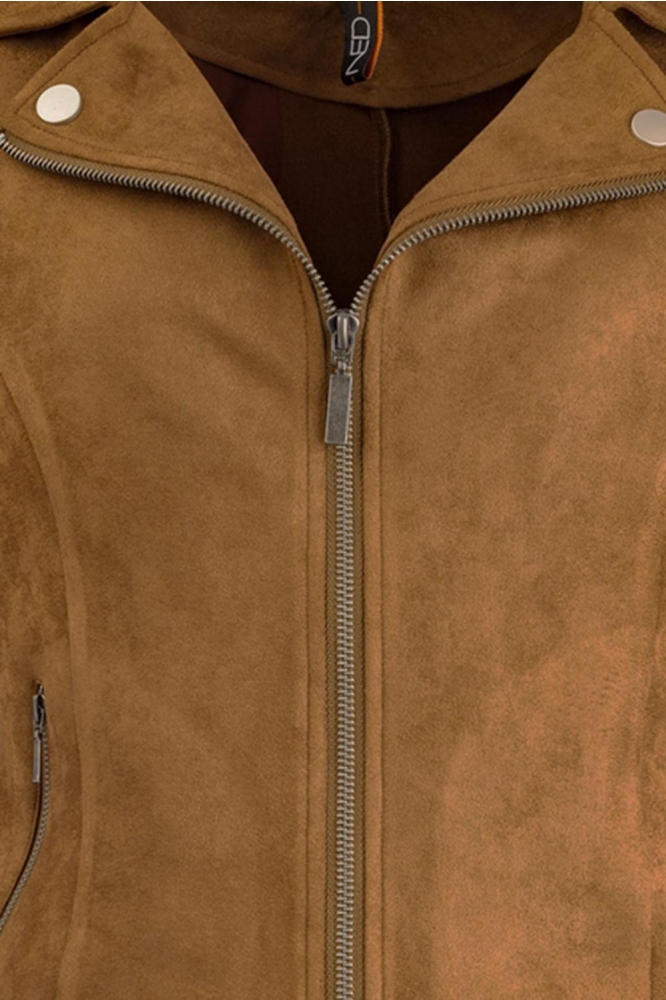 NED camel dames jas | Close up