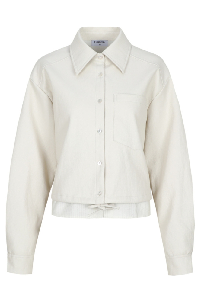 Fluresk beige dames blouse | Vooraanzicht