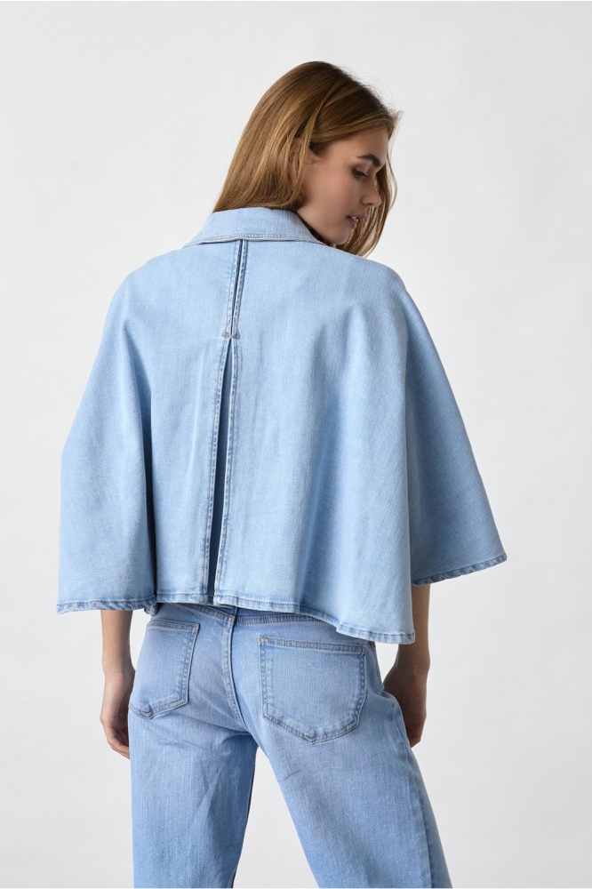 SisterS point blauwe dames jas | Model achteraanzicht