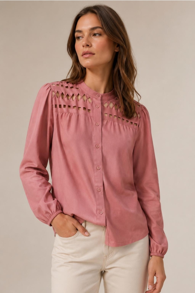 Zoso roze dames blouse | Model vooraanzicht