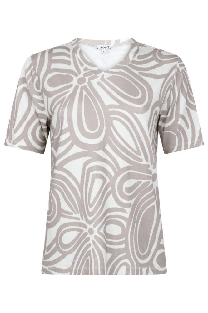 Zoso beige dames t-shirt | Vooraanzicht